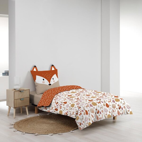 Enojna bombažna otroška posteljnina v beli barvi in barvi terakote 140x200 cm Roxy – douceur d'intérieur