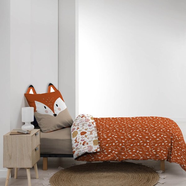 Enojna bombažna otroška posteljnina v beli barvi in barvi terakote 140x200 cm Roxy – douceur d'intérieur