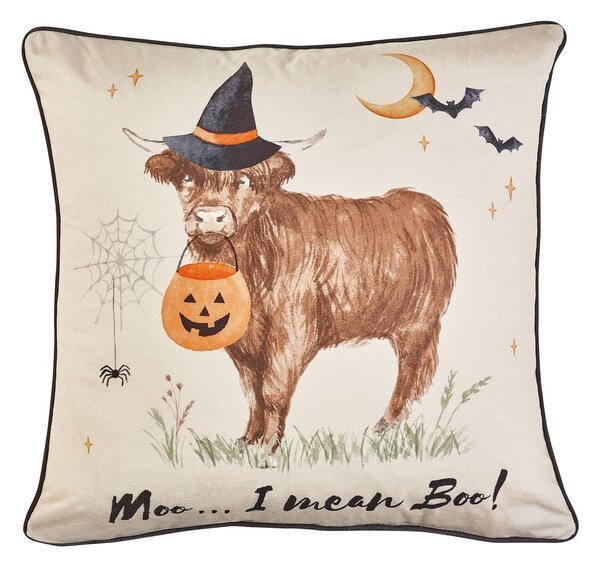 Okrasna blazina z motivom za noč čarovnic 45x45 cm Halloween Highland Cow – Catherine Lansfield