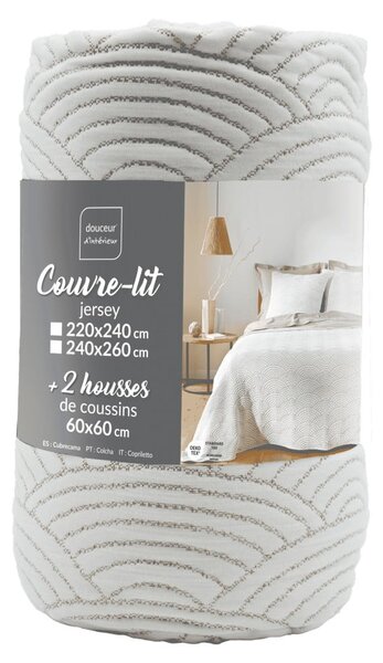 Belo-bež komplet pregrinjala in prevleke za vzglavnik iz jerseyja 220x240 cm Cassandra – douceur d'intérieur