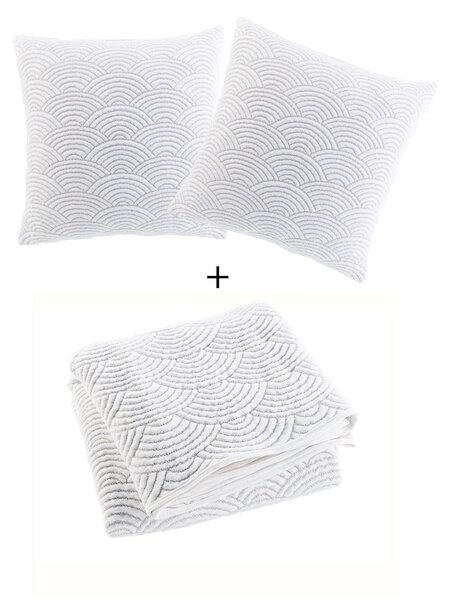 Belo-bež komplet pregrinjala in prevleke za vzglavnik iz jerseyja 220x240 cm Cassandra – douceur d'intérieur