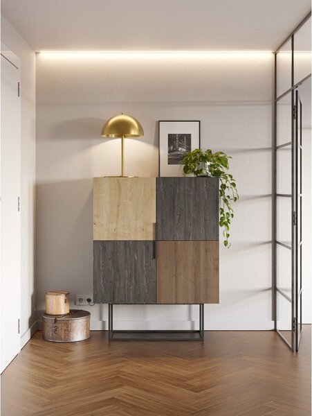 Rjava/naravna omarica v hrastovem dekorju 100x130 cm Titan – Marckeric