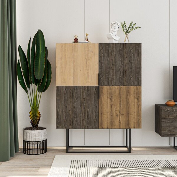 Rjava/naravna omarica v hrastovem dekorju 100x130 cm Titan – Marckeric