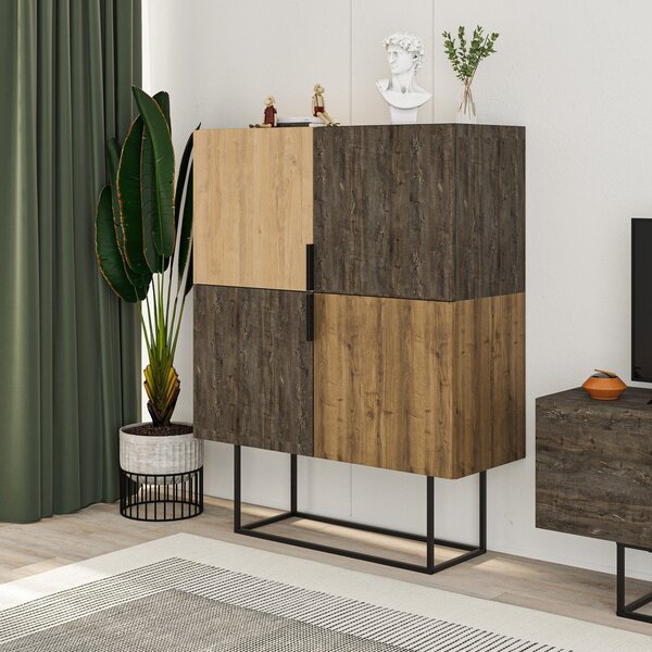 Rjava/naravna omarica v hrastovem dekorju 100x130 cm Titan – Marckeric