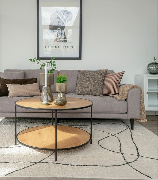 Okrogla mizica z mizno ploščo v hrastovem dekorju v naravni barvi ø 80 cm Vita – House Nordic