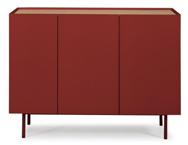 Rdeča nizka komoda v hrastovem dekorju 110x85 cm Arista – Teulat