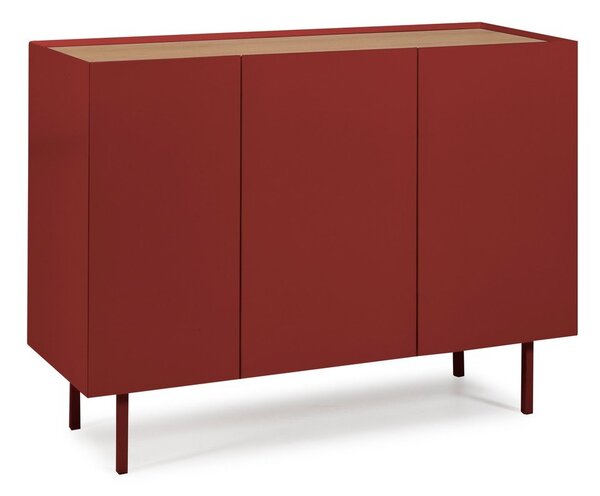 Rdeča nizka komoda v hrastovem dekorju 110x85 cm Arista – Teulat