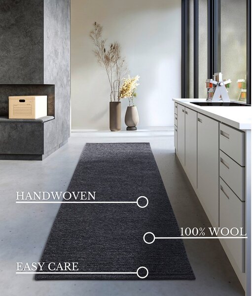 Temno siv ročno tkan volnen tekač 80x200 cm Francois – Villeroy&Boch