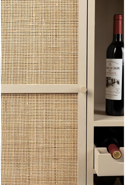 Kremno bela vinska omara iz ratana za 8 steklenic 90x100 cm Amaya – White Label
