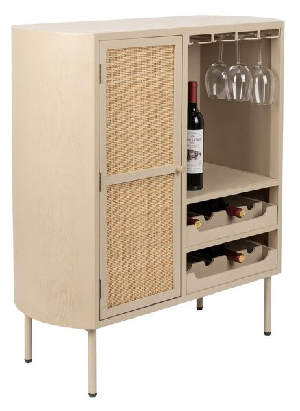 Kremno bela vinska omara iz ratana za 8 steklenic 90x100 cm Amaya – White Label