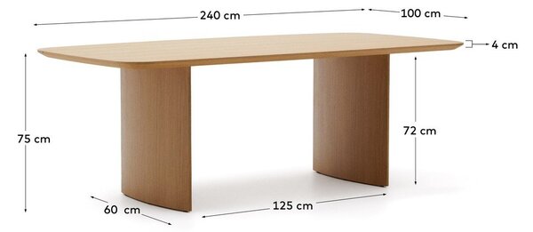 Jedilna miza v hrastovem dekorju 100x240 cm Litto – Kave Home