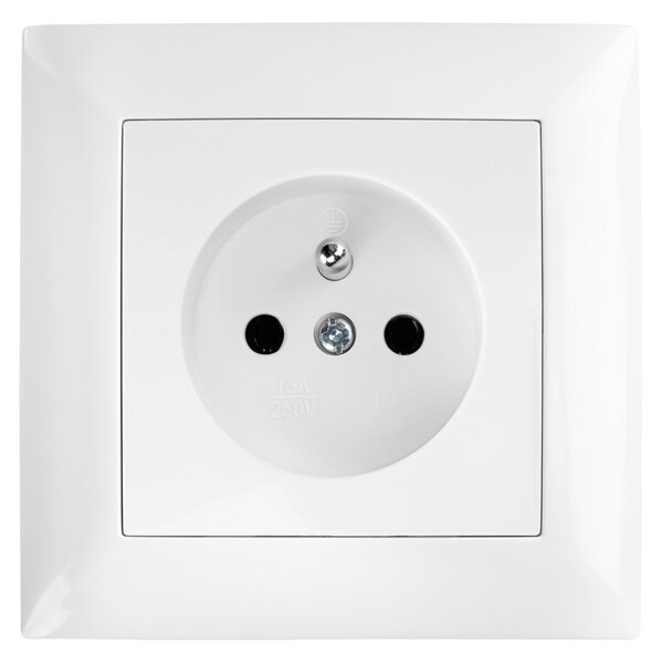 Enojna vtičnica z ozemljitvijo in okvirjem OSTE JNH001-G White