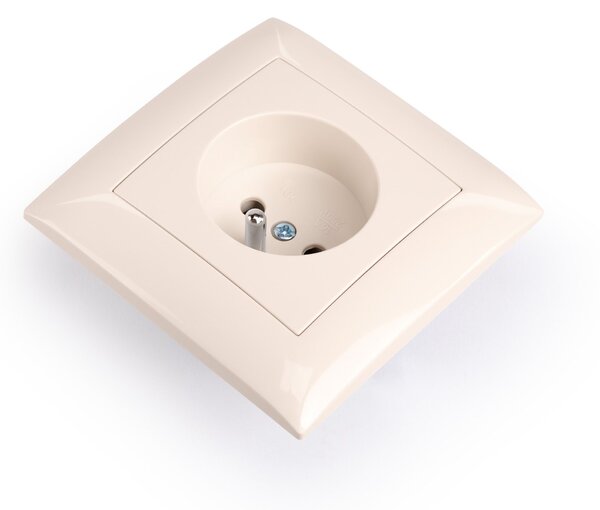 Enojna vtičnica z ozemljitvijo in okvirjem OSTE JNH001-G Beige