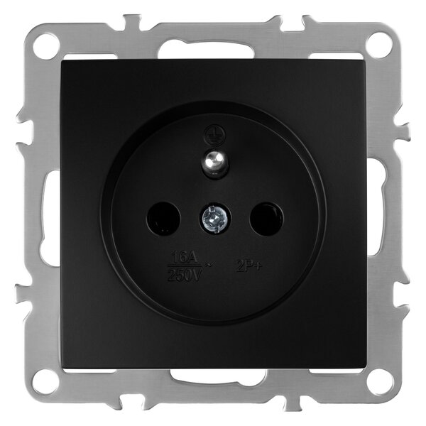 Enojna vtičnica z ozemljitvijo OSTE JNH001-G Black