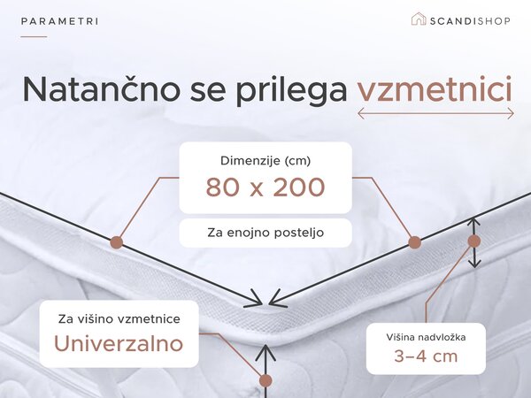 DVOSLOJNA zaščitna prevleka za vzmetnico - TOPPER 80 x 200 cm