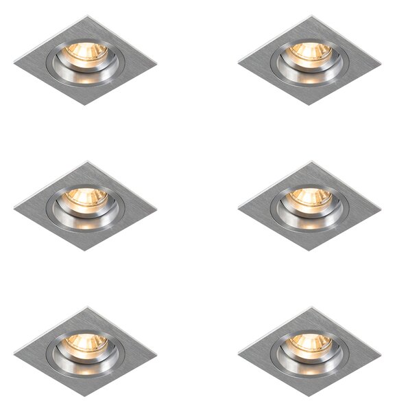 Komplet 6 vgradnih reflektorjev kvadratni aluminij nastavljiv - Chuck