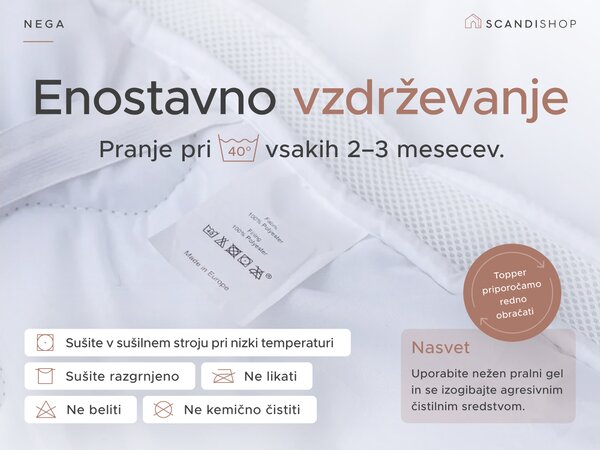 DVOSLOJNA zaščitna prevleka za vzmetnico - TOPPER 80 x 200 cm