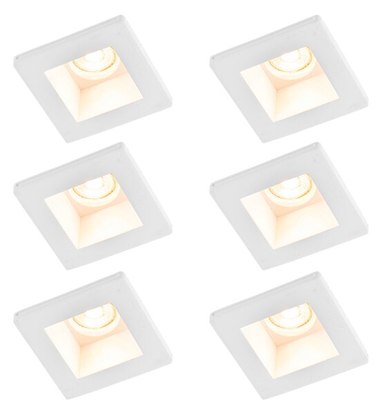 Komplet 6 vgradnih reflektorjev belih 12 cm kvadratnih - Gypsy Stucco