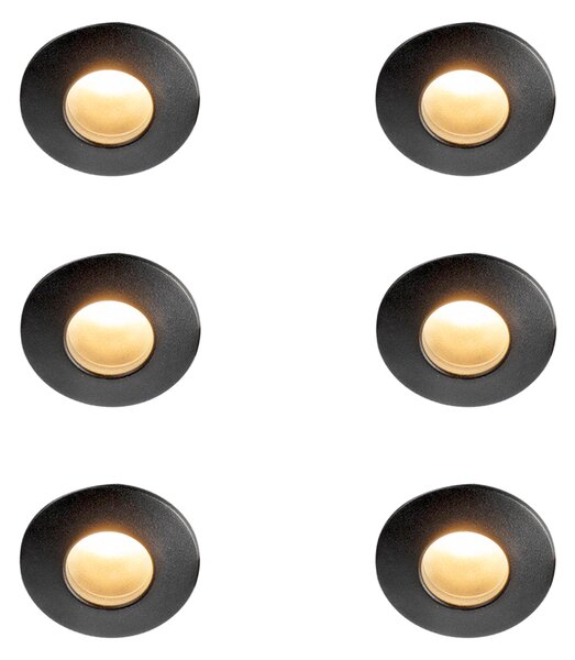 Komplet 6 modernih vgradnih reflektorjev črne barve IP44 - Gap