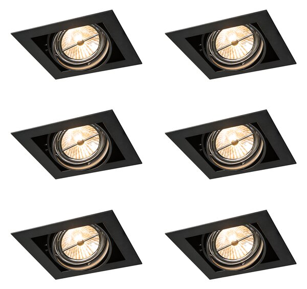 Set 6 vgradnih reflektorjev Črna AR111 Nastavljiv - Oneon