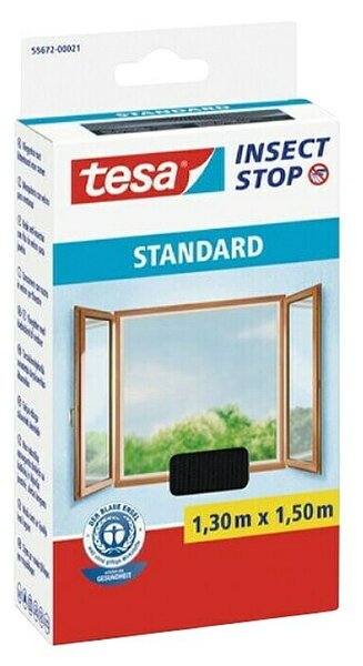 Tesa Insect Stop Mreža za zaščito pred žuželkami Standard (Š x V: 130 x 150 cm, Montaža mreže proti mrčesu: Pritrditev z ježkom)