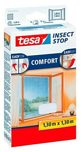 Tesa Insect Stop Rola iz steklenih vlaken Comfort (Do x Š: 130 x 130 cm, Bele barve)