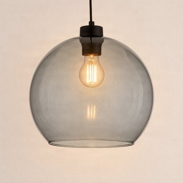 TK Lighting Visoka svetilka Cubus, dimno siva, steklo, Ø 30 cm, E27, zatemnjen, Siva, Dnevna soba / jedilnica, Steklo, Sodobni, Globus