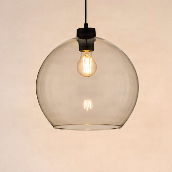 TK Lighting Visoka svetilka Cubus, jantar, steklo, Ø 30 cm, E27, zatemnjen, Rjava / rjasta, Dnevna soba / jedilnica, Steklo, Sodobni, Globus