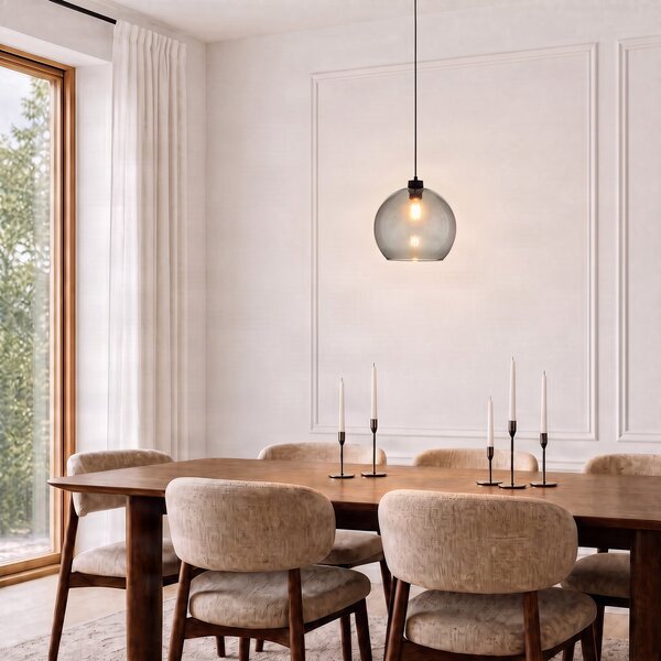 TK Lighting Visoka svetilka Cubus, dimno siva, steklo, Ø 30 cm, E27, zatemnjen, Siva, Dnevna soba / jedilnica, Steklo, Sodobni, Globus