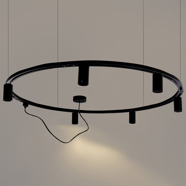 Modern hangend railsysteem met 6 spots wit 1-fase GU10 50mm - Iconic Ruby Honey