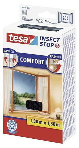 Tesa Insect Stop Mreža za zaščito pred žuželkami Comfort (Š x V: 130 x 150 cm, Antracit, Montaža mreže proti mrčesu: Pritrditev z ježkom)