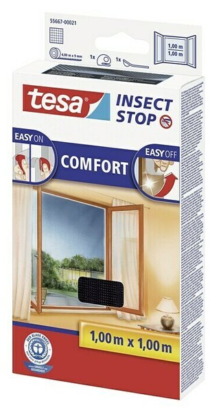 Tesa Insect Stop Mreža za zaščito pred žuželkami Comfort (Š x V: 100 x 100 cm, Antracit, Montaža mreže proti mrčesu: Pritrditev z ježkom)