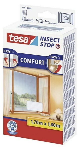 Tesa Insect Stop Mreža za zaščito pred žuželkami Comfort (Š x V: 170 x 180 cm, Bela, Montaža mreže proti mrčesu: Pritrditev z ježkom)