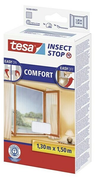 Tesa Insect Stop Mreža za zaščito pred žuželkami Comfort (Š x V: 130 x 150 cm, Bela, Montaža mreže proti mrčesu: Pritrditev z ježkom)