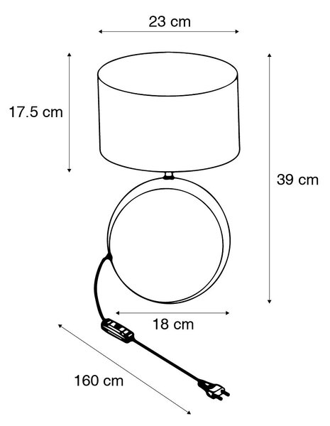 Rustikalna namizna svetilka bronasta s črno 39 cm - Kygo