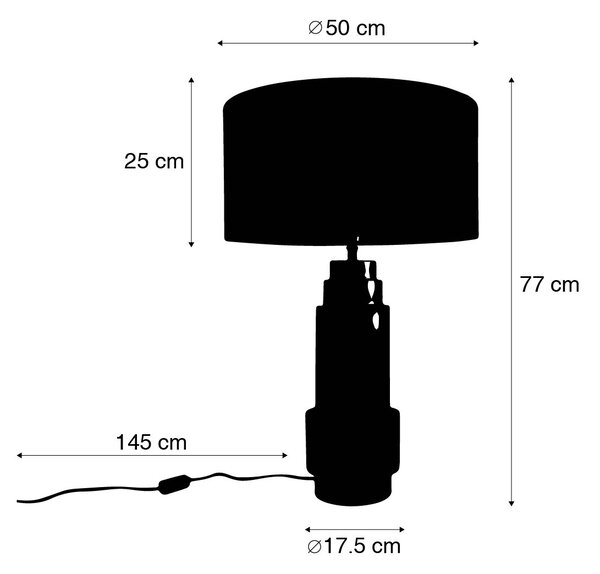 Namizna svetilka bronasta žametna senčnica taupe z zlatom 50 cm - Bruut