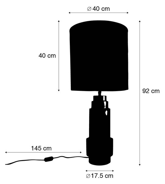 Namizna svetilka bronasta žametna senčnica taupe z zlatom 40 cm - Bruut