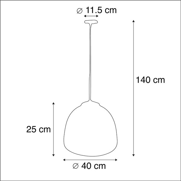 Viseča svetilka črna z medeninasto notranjostjo 40 cm - Hoodi