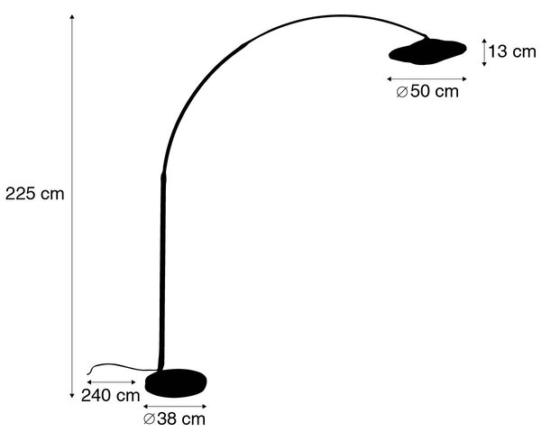 Moderna ločna svetilka črna z orientalskim odtenkom in bambusom 50 cm - XXL Rina