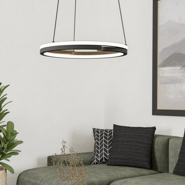EGLO LED-visoka svetilka MEZZOMONTE, črna, Ø 48 cm, CCT, zatemnjen, Črna, Dnevna soba / jedilnica, Aluminij
