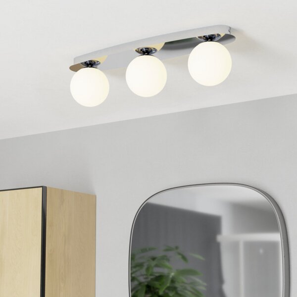 EGLO stropna svetilka CASTROVIDO, krom, 58 cm, 3-žarilna, IP44, G9-LED, Krom, Dnevna soba / jedilnica, Steklo, Globus