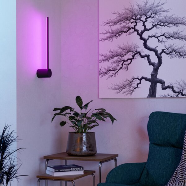 EGLO connect pametna LED-stenna svetilka FLATRON-Z, črna, 48 cm, zatemnjen, Črna, Dnevna soba / jedilnica, Aluminij