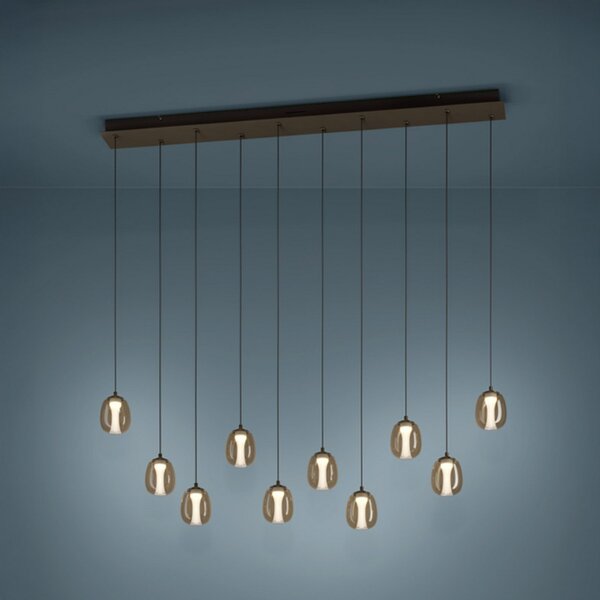 Stars of Light LED-visoka svetilka FERRO 116 cm, 10-žarnica, bronasta/rjava, zatemnjen, Rjava / rjasta, Dnevna soba / jedilnica, Steklo