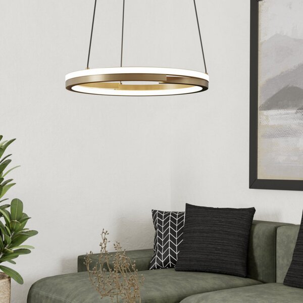 EGLO LED-visoka svetilka MEZZOMONTE, bronasta, Ø 48 cm, CCT, zatemnjen, Bronasta / starinska medenina, Dnevna soba / jedilnica, Aluminij