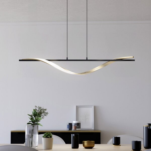 EGLO LED viseča svetilka CONAPRATO, črna/medenina, 115 cm, CCT, Črna, Dnevna soba / jedilnica, Kovina