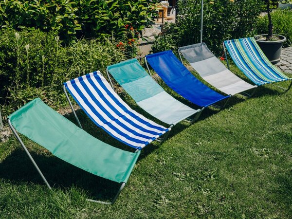 Komplet 2 zložljivih ležalnikov za plažo SAND, sive črte