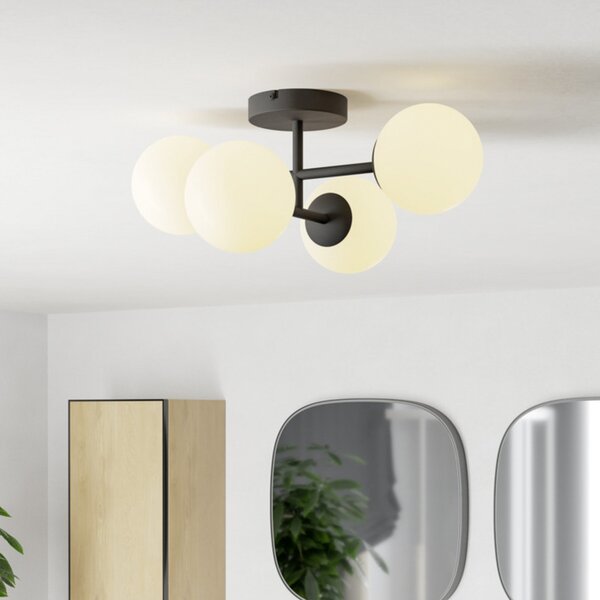 EGLO stropna svetilka CASTROVIDO, črna, 48 cm, 4-žarilna, IP44, G9-LED, Črna, Dnevna soba / jedilnica, Steklo, Globus