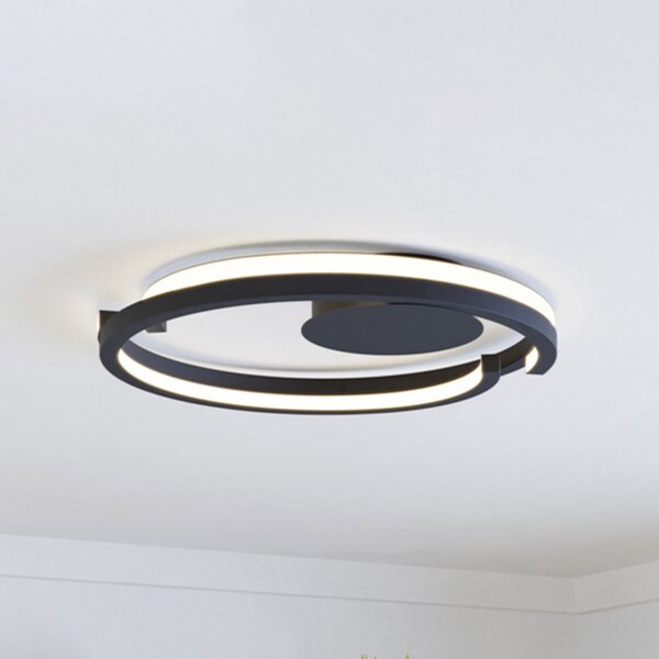 EGLO LED-stropna svetilka MEZZOMONTE, črna, Ø 48 cm, CCT, zatemnjen, Črna, Dnevna soba / jedilnica, Aluminij
