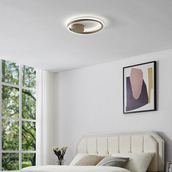 EGLO LED-stropna svetilka CAMEROTA, bež, Ø 41 cm, daljinski upravljalnik, zatemnjen, Bež, Dnevna soba / jedilnica, Aluminij