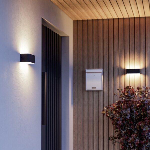 EGLO connect pametna zunanja stenska svetilka LED SANIA-Z, črna, IP55, zatemnjen, Črna, Aluminij